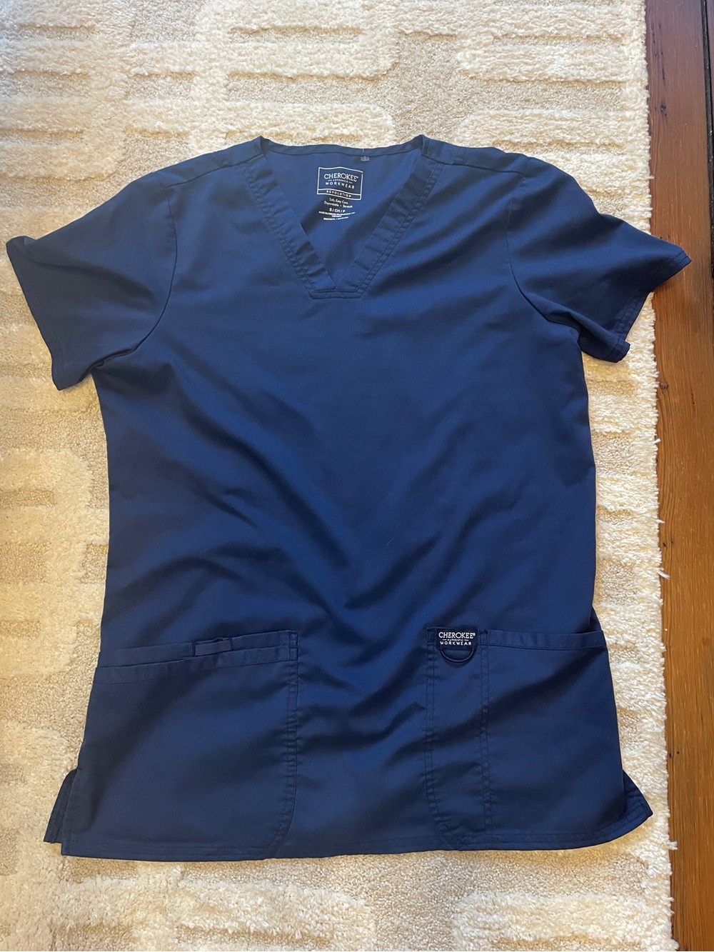Cherokee Navy Blue Scrub Top Size Small